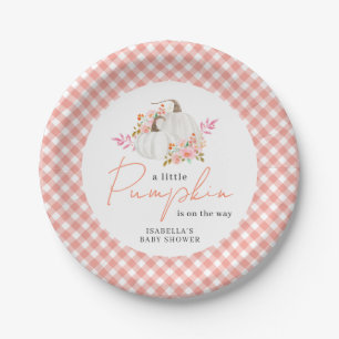 Watercolor Fall Floral Little Pumpkin Baby Shower Paper Plate
