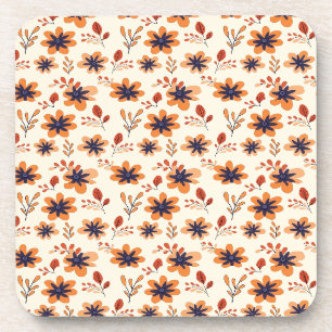 Watercolor Fall Floral Seamless Pattern Coaster