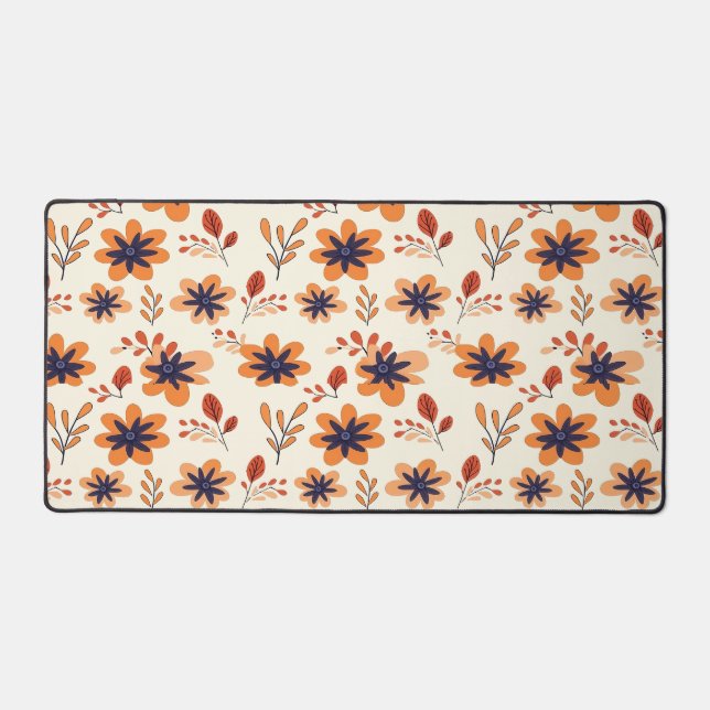  Watercolor Fall Floral Seamless Pattern Desk Mat (Front)