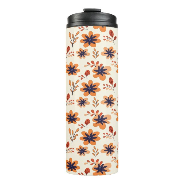  Watercolor Fall Floral Seamless Pattern Thermal Tumbler (Front)