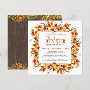 Watercolor Fall Floral Thanksgiving Dinner Invitation