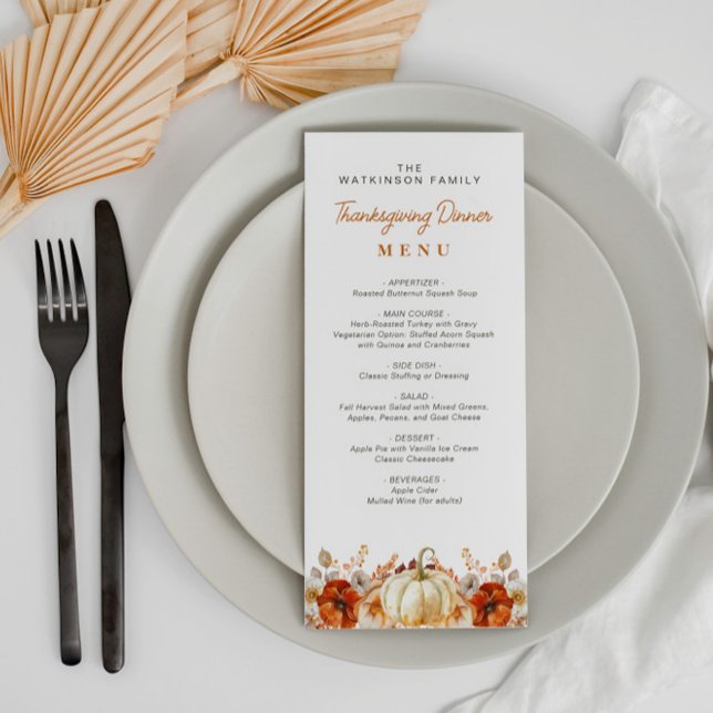 watercolor fall floral thanksgiving menu (Creator Uploaded)