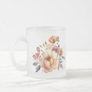 Watercolor Fall Flowers Clipart-77628 Frosted Glass Coffee Mug