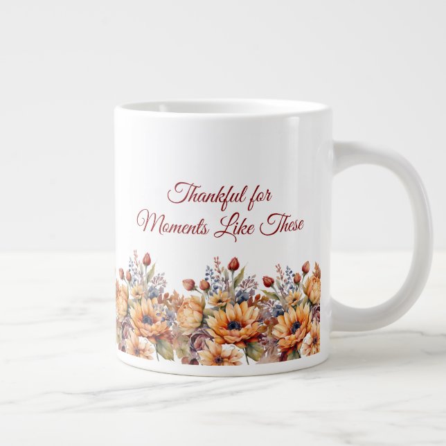 Watercolor Fall Flowers- Large Coffee Mug (Right)