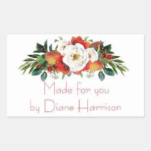 Watercolor Fall Flowers Rectangular Sticker
