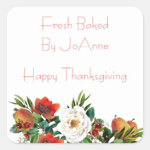 Watercolor Fall Flowers Square Sticker