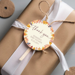 Watercolor Fall Foilage Baby Shower Thank You Classic Round Sticker
