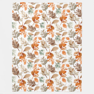 Watercolor Fall Foliage Fleece Blanket