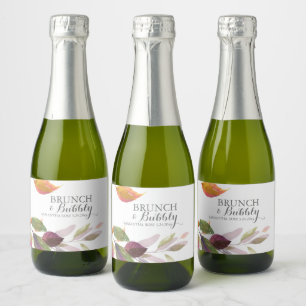 Watercolor Fall Foliage Wedding Sparkling Wine Label
