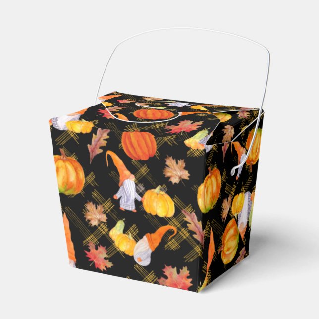 Watercolor Fall Gnomes, Pumpkins And Leaves Favour Box (Front Side)