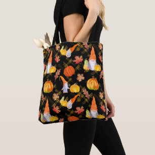 Watercolor Fall Gnomes, Pumpkins And Leaves Tote B Bag