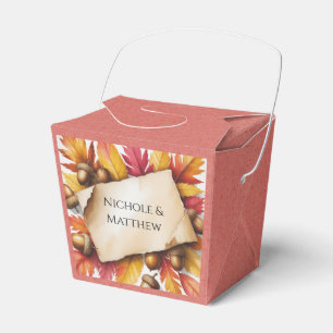 Watercolor Fall Leaves & Acorns Rustic Wedding Favour Box