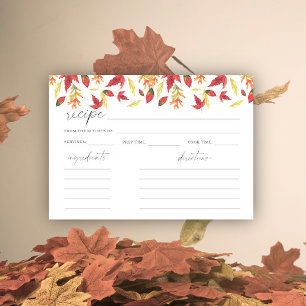 Watercolor fall leaves - recipe card