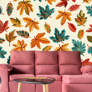 Watercolor Fall Leaves Seamless Design Wallpaper