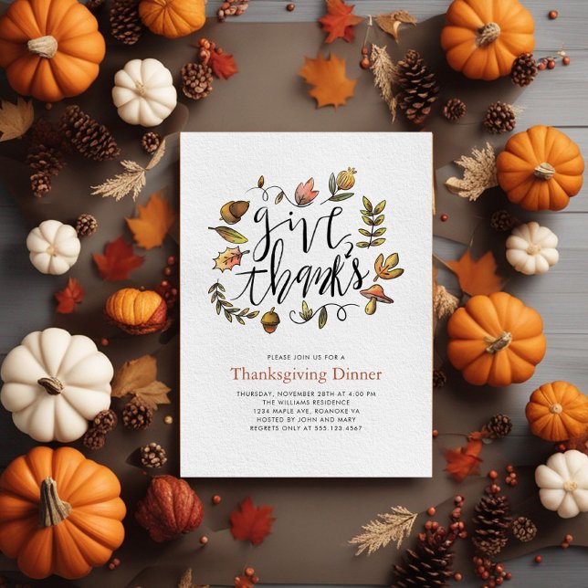 Watercolor Fall Leaves Thanksgiving Dinner Invitation (Creator Uploaded)