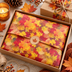 Watercolor Fall Leaves - Vintage Autumn Pattern  Tissue Paper