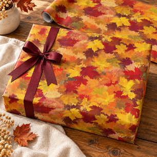 Watercolor Fall Leaves - Vintage Autumn Pattern Wrapping Paper