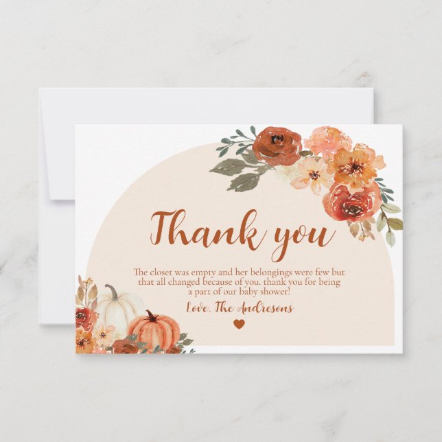 Watercolor Fall Little Pumpkin Autumn Baby Shower Invitation (Front)