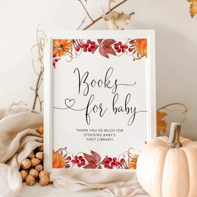 Watercolor fall  little pumpkin books for baby poster (Creator Uploaded)