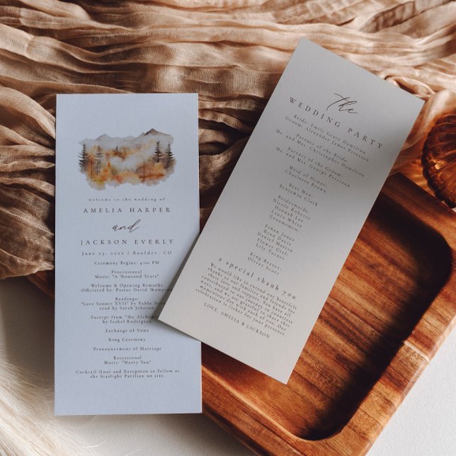 Watercolor Fall Mountain Order of Events Program (Creator Uploaded)