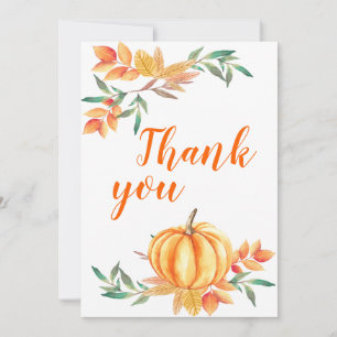 Watercolor Fall Orange Pumpkin Thank You