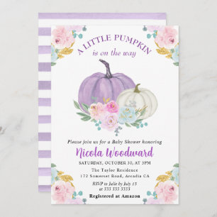 Watercolor Fall Pastel Colour Pumpkins Baby Shower Invitation