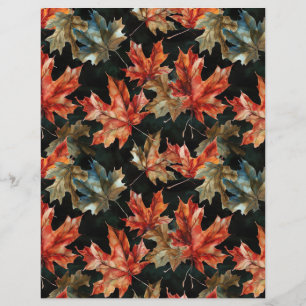 watercolor fall pattern scrapbook paper