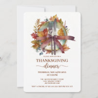 Watercolor Fall Plate Cutlery Thanksgiving Dinner