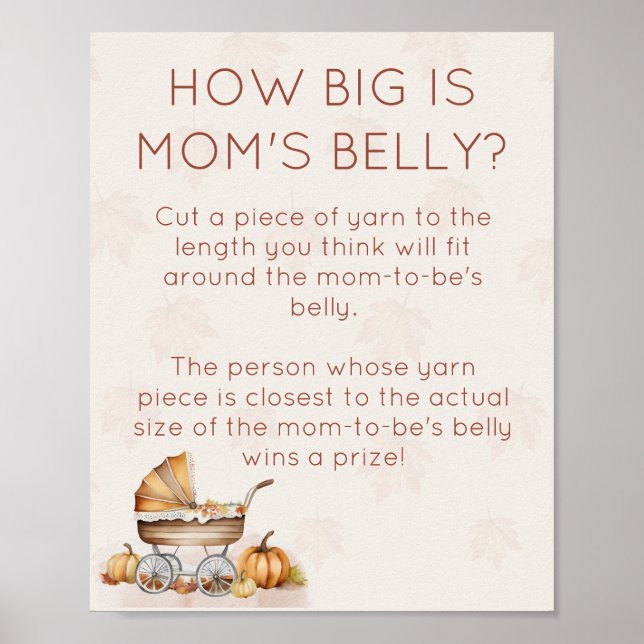 Watercolor Fall Pumpkin Baby Shower Game Poster (Front)