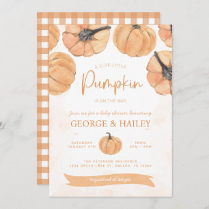 Watercolor Fall Pumpkin Baby Shower Invitation