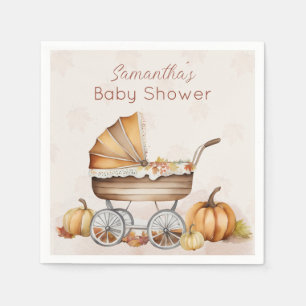 Watercolor Fall Pumpkin Baby Shower Napkin