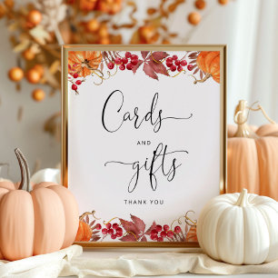 Watercolor fall pumpkin cards and gifts  poster