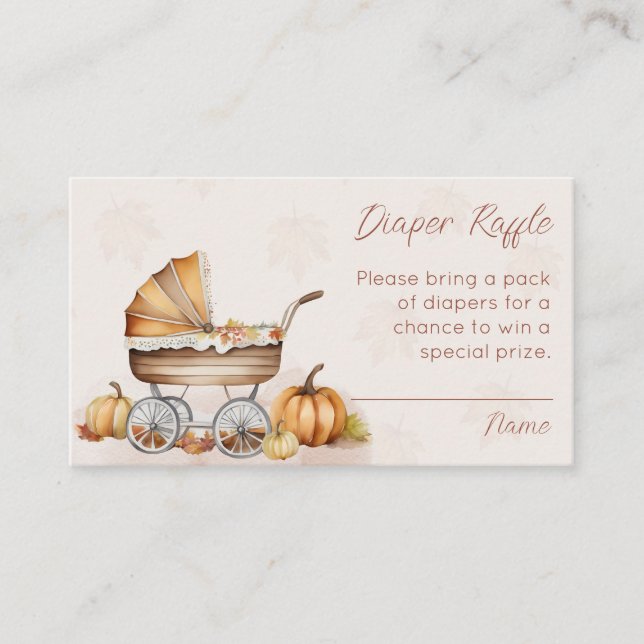 Watercolor Fall Pumpkin Diaper Raffle Enclosure Card (Front)