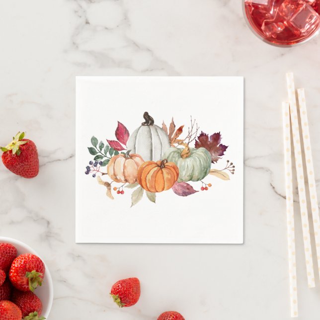 Watercolor Fall Pumpkin  Napkin (Insitu)