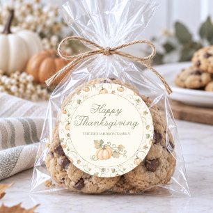 Watercolor Fall Pumpkin Thanksgiving Classic Round Sticker