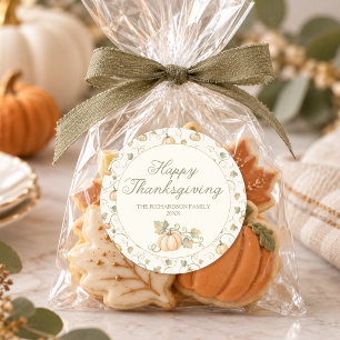 Watercolor Fall Pumpkin Thanksgiving Dinner Classic Round Sticker