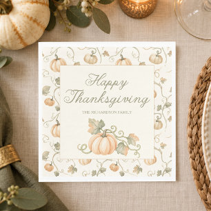 Watercolor Fall Pumpkin Thanksgiving Napkin