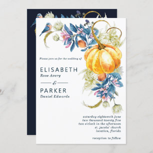 Watercolor Fall Pumpkin Wedding Invitation