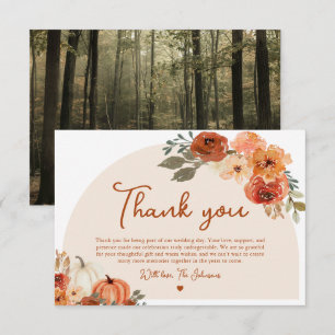Watercolor Fall Pumpkin Wedding Thank you Card