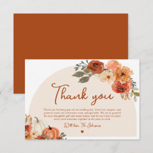 Watercolor Fall Pumpkin Wedding Thank you Card
