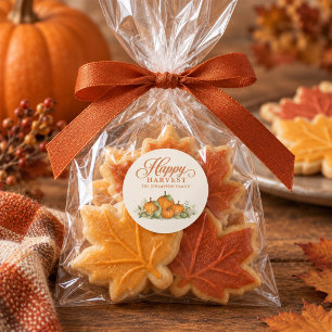 Watercolor Fall Pumpkins and Gourds Happy Harvest Classic Round Sticker