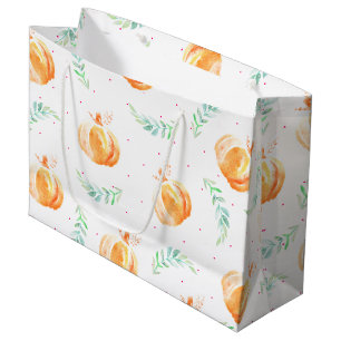 Watercolor Fall Pumpkins & Laurels Large Gift Bag