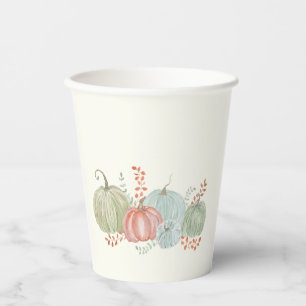 Watercolor Fall Pumpkins  Paper Cups