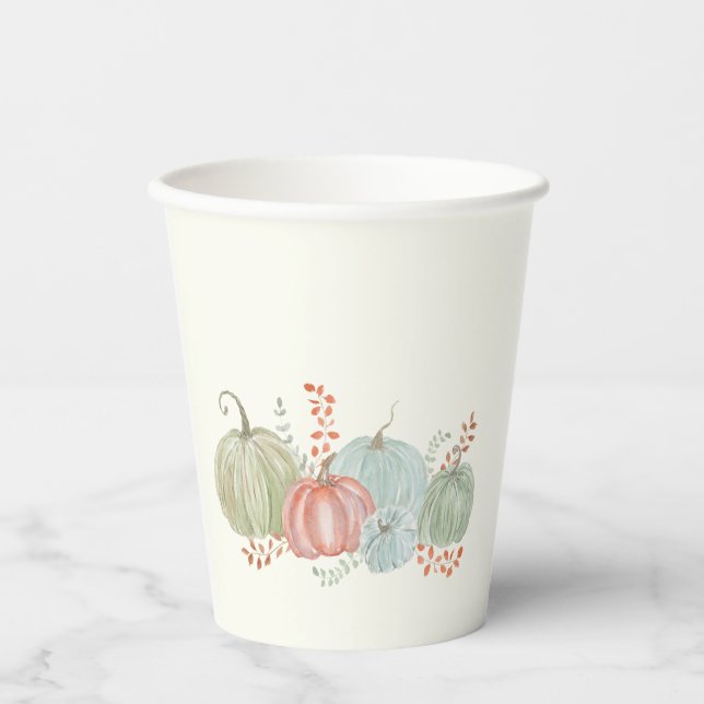 Watercolor Fall Pumpkins  Paper Cups (Front)