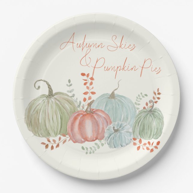 Watercolor Fall Pumpkins  Paper Plate (Front)