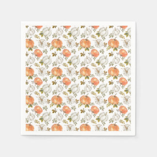 Watercolor Fall Rustic Pumpkins Napkin