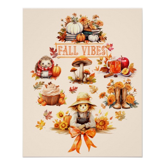 Watercolor Fall Vibes Poster (Front)