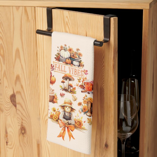 Watercolor Fall Vibes Tea Towel (Thirds Fold)