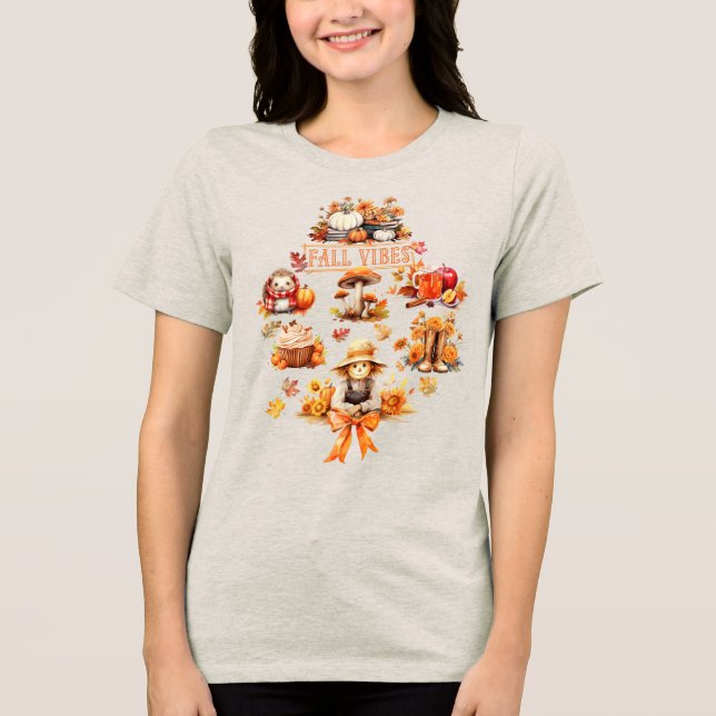 Watercolor Fall Vibes Tri-Blend Shirt (Front)