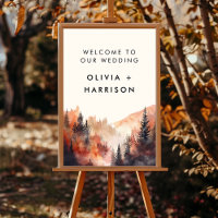 Watercolor Fall Wedding Mountain Landscape Wedding